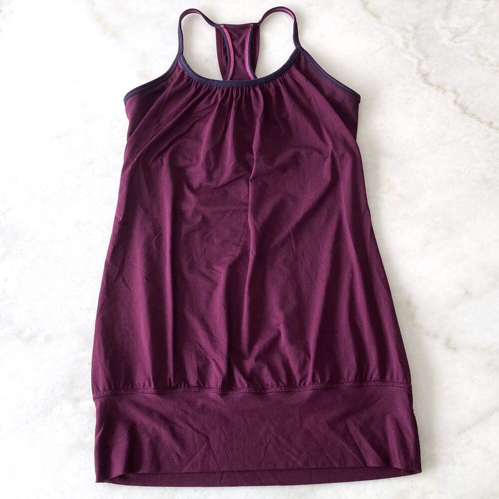 Like new! Lululemon No Limits Tank, yoga tank w/ inner built in sports bra plum